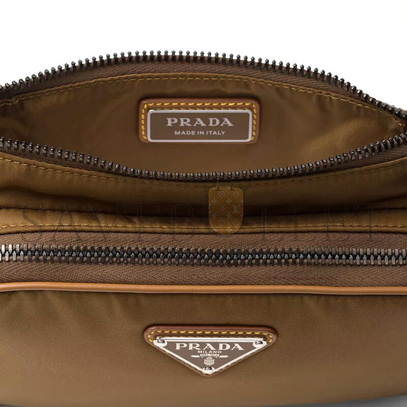Pra*a re-nylon and leather belt bag 2vh128 (19*13*2.5cm)